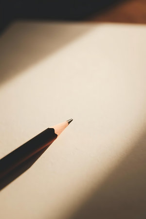 a pencil sitting on top of a piece of paperの素材