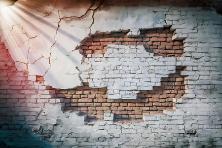 a brick wall with a hole in itの素材