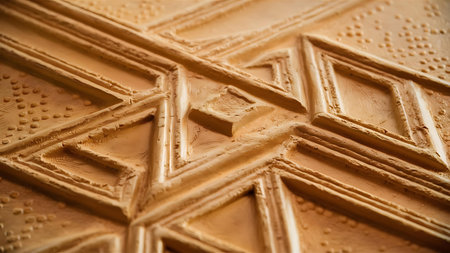 a close up of a chocolate bar with a patternの素材
