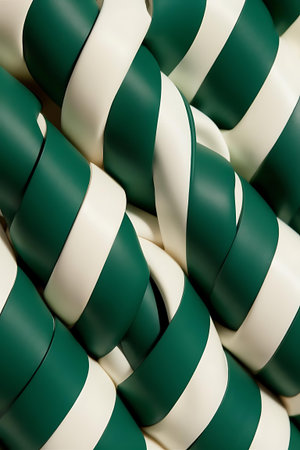 a pile of green and white striped paperの素材