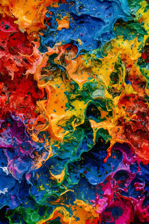 a painting with many colors and texturesの素材