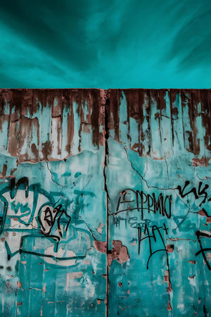 a wall with graffiti on itの素材