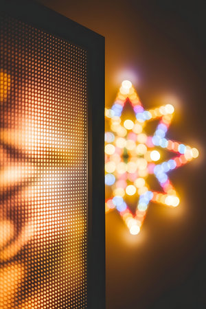 a blur of lights is seen through a screenの素材