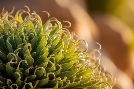 a close up of a green flower with a blury backgroundの素材