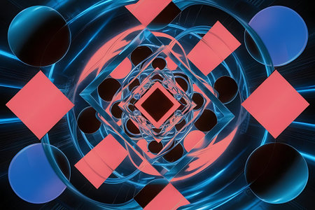 a computer generated image of a blue and red flowerの素材