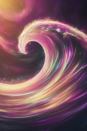 a colorful swirl in the middle of a purple galaxyの素材