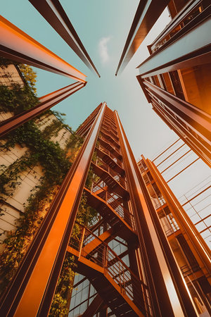 a tall building with a sky backgroundの素材