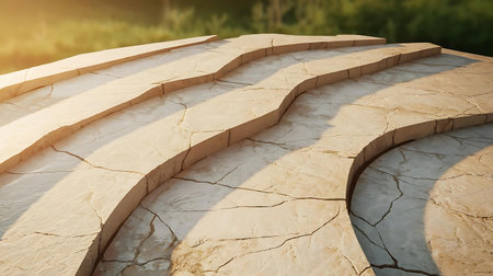 a stone bench with a shadow of treesの素材