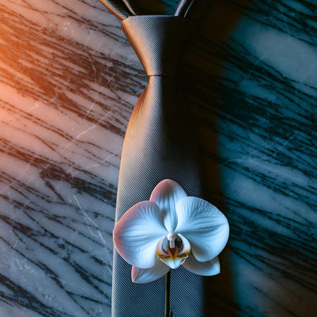 a white flower on a tieの素材