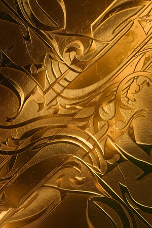 a close up of a gold foil backgroundの素材