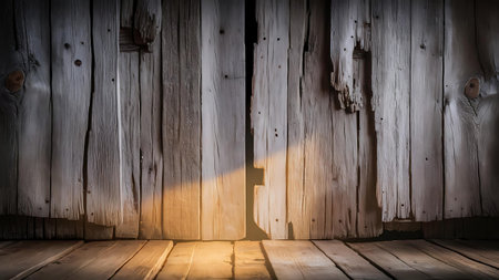 a light shining through a wooden doorの素材