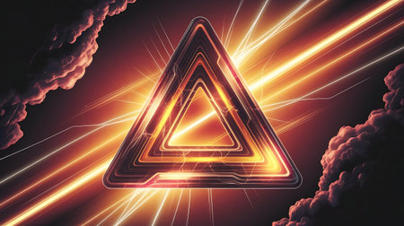 a triangle with a light coming out of itの素材