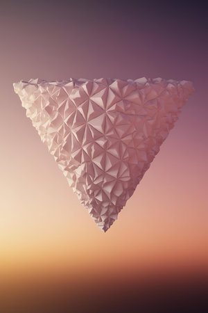a white triangle shaped object with a pink backgroundの素材