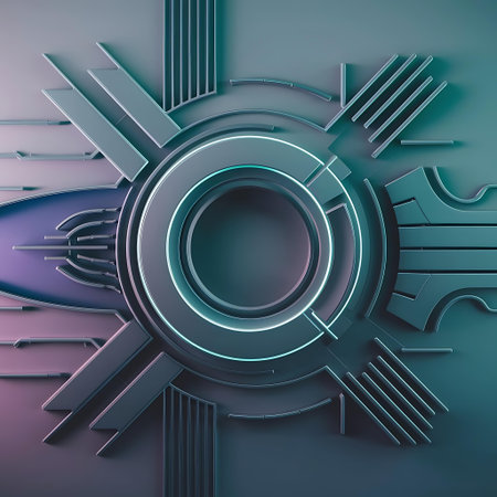 a futuristic logo with a sun and arrowsの素材