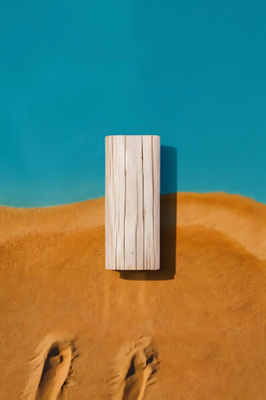 a wooden box sitting on top of a sandy beachの素材