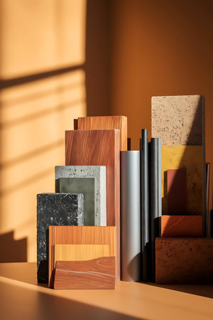a collection of different colored wood blocksの素材