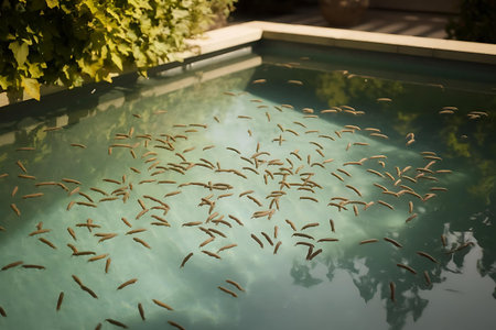 a pool filled with fish swimming in itの素材