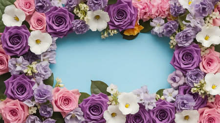 a wreath made of flowers and leavesの素材