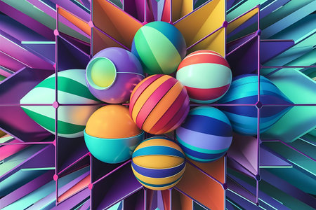 a colorful abstract design with many different shapesの素材