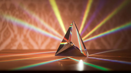 a triangle with light coming from itの素材