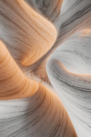 a close up of a white and orange marble wallの素材