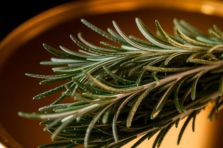a close up of a branch of a rosemary plantの素材