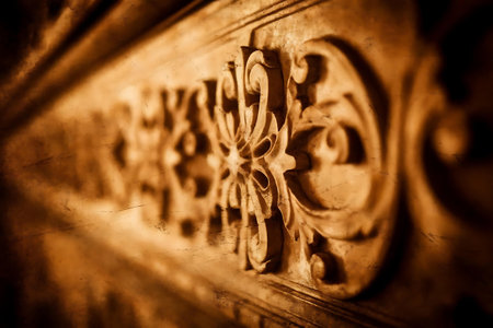 a close up of a wooden carvingの素材