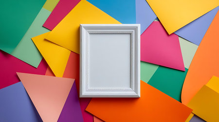a white frame on a colorful backgroundの素材
