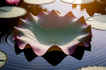 a lotus flower floating in a pondの素材