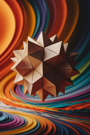 a paper star with a colorful swirl backgroundの素材