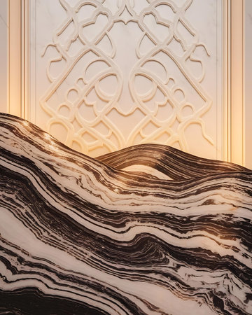 a marble wall with a decorative designの素材