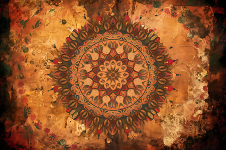 a painting of a flower on a wallの素材