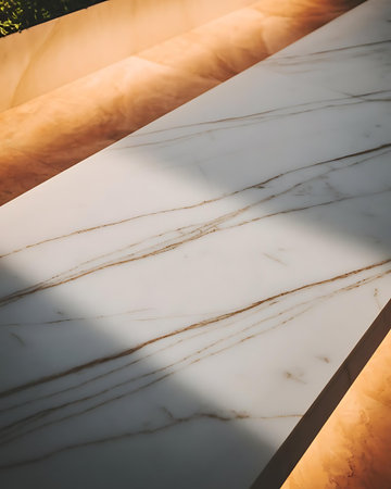 a marble table with a white marble topの素材