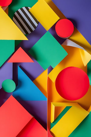 a colorful abstract background with many different shapesの素材
