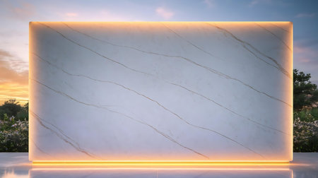 a white marble wall with a light in the middleの素材