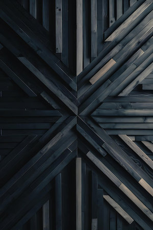 a wooden wall with a pattern of stripsの素材