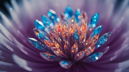 a close up of a flower with crystalsの素材