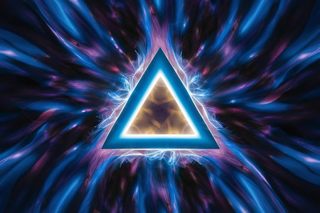 a triangle with a blue and purple backgroundの素材