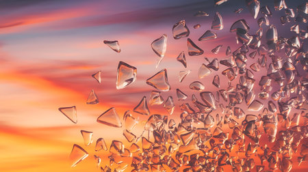 a bunch of broken glass shardsの素材