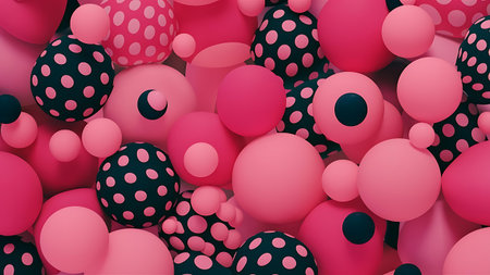 a bunch of pink and black balloonsの素材