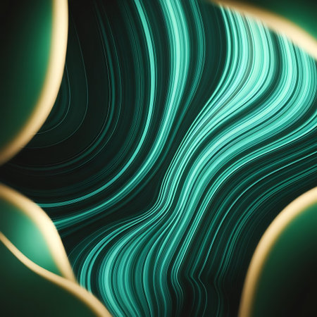 abstract background with green and gold linesの素材