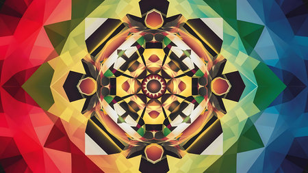 a colorful abstract design with a circular designの素材