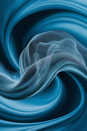 a blue and white swirl with a black backgroundの素材