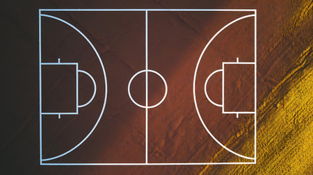 a basketball court with a white line on itの素材