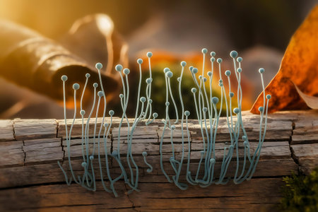 a group of sticks sitting on top of a wooden tableの素材