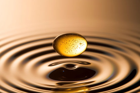 a drop of water with a droplet in the middleの素材