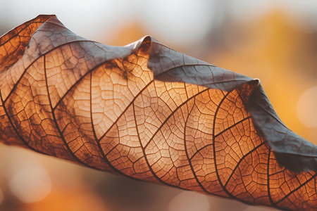 a leaf with a brown and black patternの素材