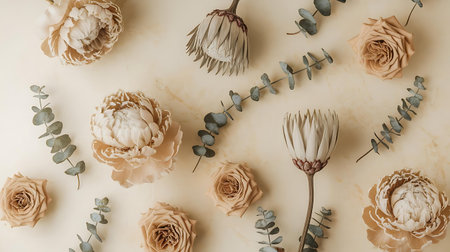 a bunch of flowers on a wallの素材