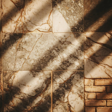 a white marble floor with a brown and white patternの素材
