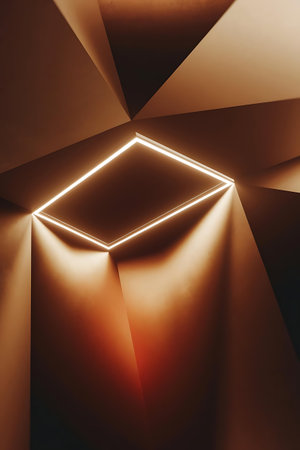 a light that is shining in the middle of a roomの素材